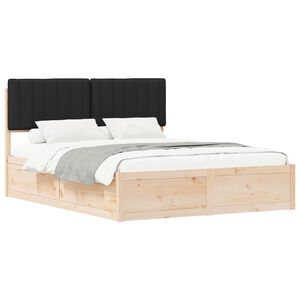 vidaXL Bettgestell mit gepolstertem Kopfteil Schwarz 150 x 200 cm