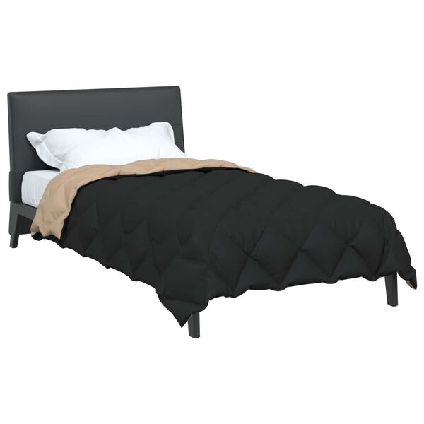 vidaXL Winterbettdecke Schwarz und Taupe 200 x 135 cm Mikrofaser