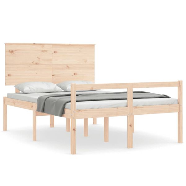 vidaXL Seniorenbett mit Kopfteil 140x190 cm Massivholz