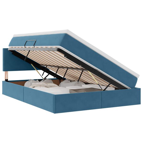 vidaXL Aufbewahrungsbett mit Matratze Dunkelblau 140 x 190 cm Samt