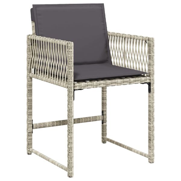 vidaXL 13-tlg. Garten-Essgruppe mit Kissen Hellgrau Poly Rattan