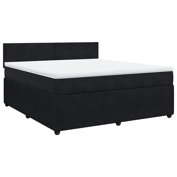 vidaXL Boxspringbett mit Matratze Schwarz 180x200 cm Samt