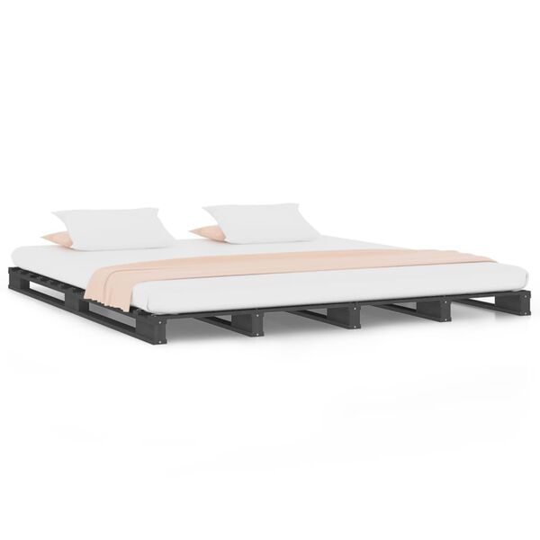 vidaXL Palettenbett Grau 120x190 cm Massivholz Kiefer