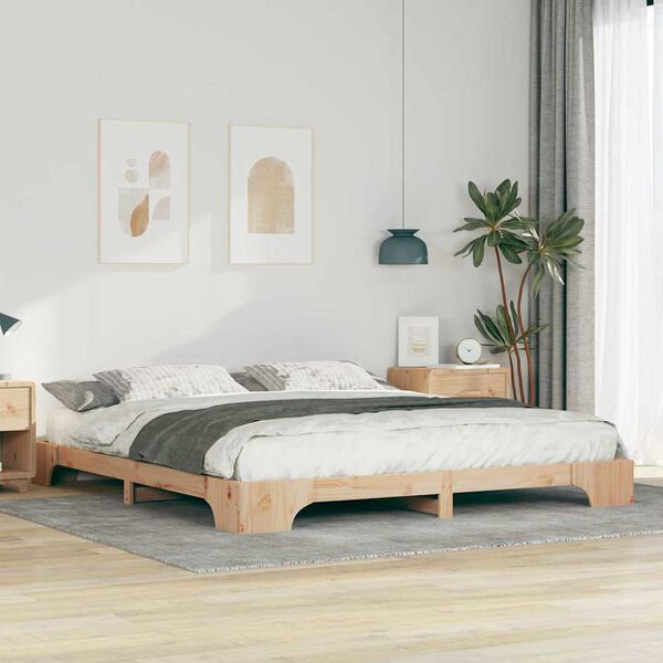 vidaXL Bettrahmen Braun 180 x 210 cm Massives Kiefernholz