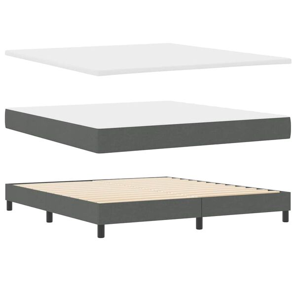 vidaXL Boxspringbett mit Matratze Dunkelgrau 180 x 200 cm Stoff