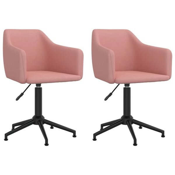 vidaXL Esszimmerst&uuml;hle 2 Stk. Drehbar Rosa Samt