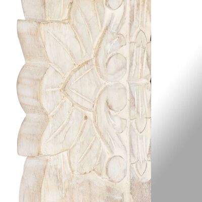 vidaXL Spiegel Weiß 110x50 cm Mango Massivholz