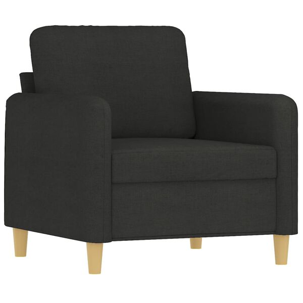 vidaXL 3-tlg. Sofagarnitur mit Kissen Schwarz Stoff