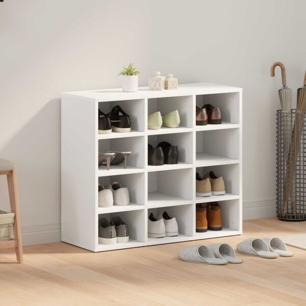 vidaXL Schuhschrank mit Regal Wei&szlig; 77,5 x 30 x 67 cm Holzwerkstoff