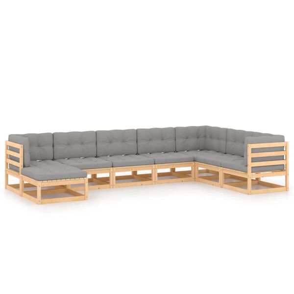 vidaXL 8-tlg. Garten-Lounge-Set mit Kissen Massivholz Kiefer