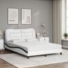 vidaXL Bett mit Matratze "Hvar" Wei&szlig; und Schwarz 120x200 cm Kunstleder