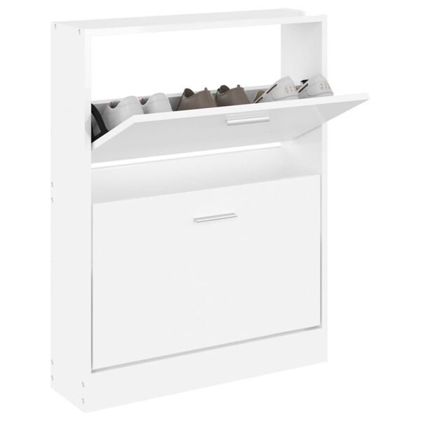 vidaXL Schuhschrank Hochglanz-Wei&szlig; 59x17x81 cm Holzwerkstoff