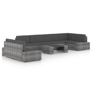 vidaXL 8-tlg. Garten-Lounge-Set mit Kissen Grau Poly Rattan