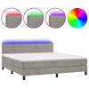 vidaXL Boxspringbett mit Matratze & LED Hellgrau 180x200 cm Samt