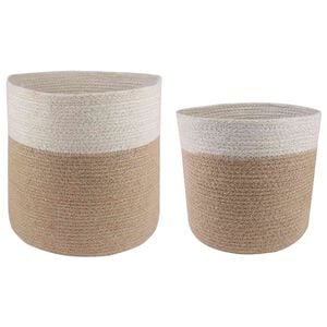 vidaXL Pflanztopfsatz 2 stk. Nat&uuml;rlich und Wei&szlig; &Oslash; 28 x 28 cm