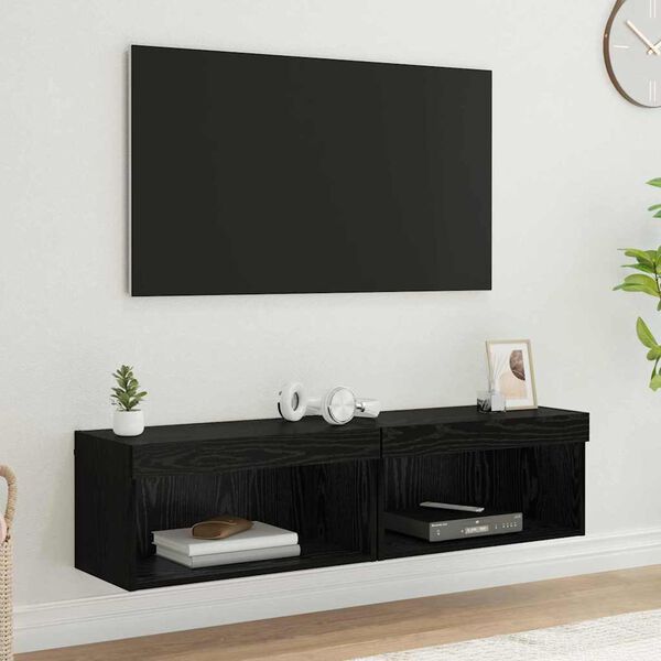 vidaXL Fernsehtische 2 pcs Schwarz Eichen-Optik 60 x 30 x 30 cm