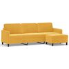 vidaXL 3-Sitzer-Sofa mit Hocker Hellgelb 210 cm Samt