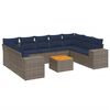 vidaXL 10-teiliges Gartensofa-Set mit Kissen, grau, Polyrattan