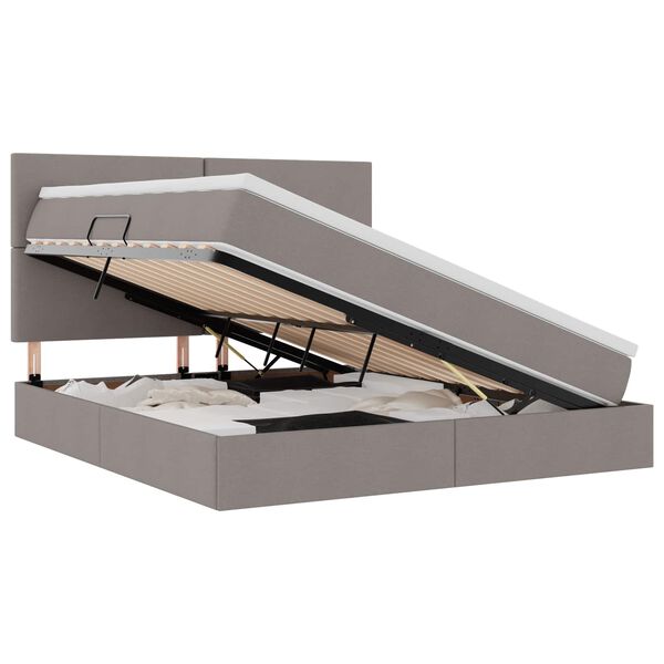 vidaXL Bett mit Stauraum und LED mit LED Taupe 180 x 200 cm Polyester