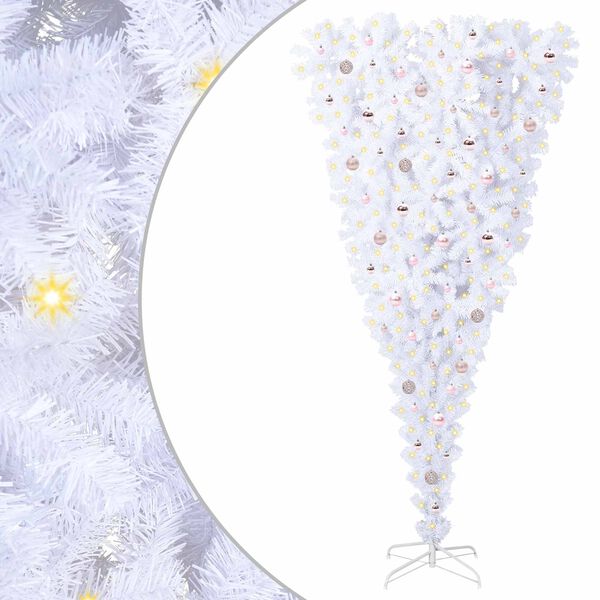 vidaXL K&uuml;nstlicher Weihnachtsbaum Wei&szlig; 240 cm PVC und Stahl
