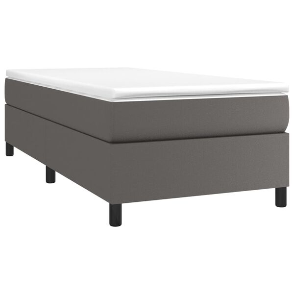 vidaXL Boxspringbett mit Matratze Grau 90x200 cm Kunstleder