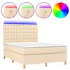 vidaXL Boxspringbett mit Matratze & LED Creme 140x190 cm Stoff