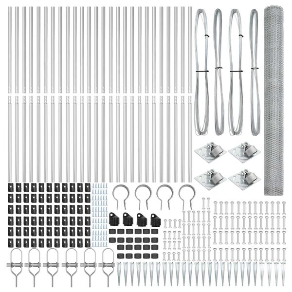 vidaXL Zaunpfosten Silber 50 x 1,5 m (13 mm Maschen) Stahl