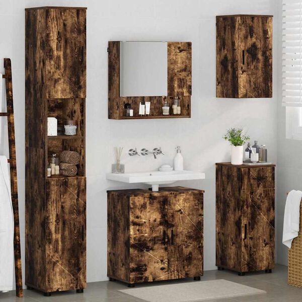 vidaXL Badezimmerm&ouml;bel-Set mit Schubladen 5 pcs Ger&auml;ucherte Eiche