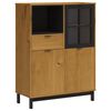 vidaXL Highboard mit Glast&uuml;r FLAM 92x40x122,5 cm Massivholz Kiefer