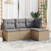 vidaXL 4-tlg. Garten-Sofagarnitur mit Kissen Beige Poly Rattan