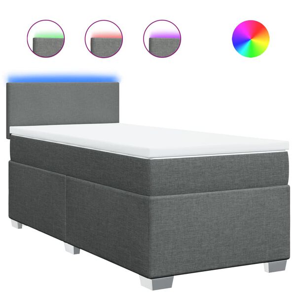 vidaXL Boxspringbett mit Matratze Dunkelgrau 100x200 cm Stoff