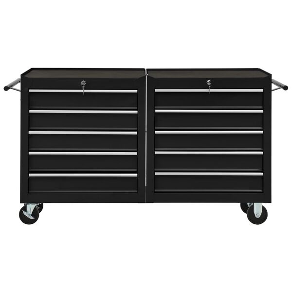 vidaXL Werkstattwagen mit 5 Schubladen Schwarz 69x33x77 cm Stahl