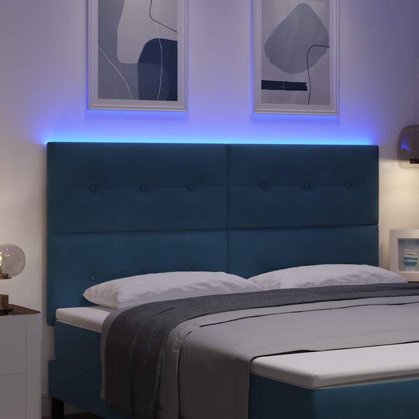 vidaXL LED Kopfteil mit LED-Lichtleisten Blau 180 cm Polyester