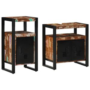 vidaXL Badezimmerm&ouml;bel-Set 2 Stk. Braun Massives Altholz