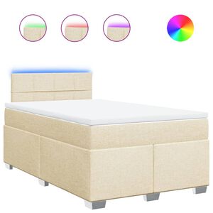 vidaXL Boxspringbett mit Matratze Creme 120x190 cm Stoff