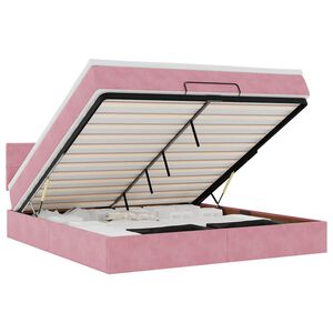 vidaXL Ottoman-Bett mit Matratze & LEDs Rosa 160x200 cm Samt