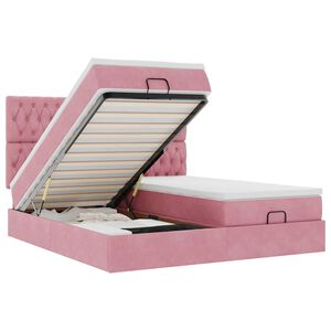 vidaXL Ottoman-Bett mit Matratzen & LEDs Rosa 160x200 cm Samt