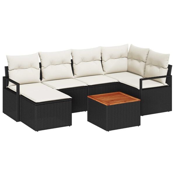 vidaXL Garten-Sofa-Set 7 pcs Schwarz und Wei&szlig;
