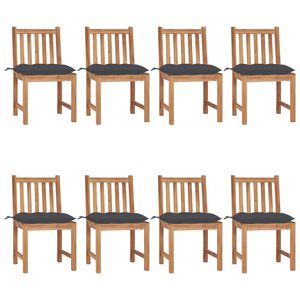 vidaXL Gartenst&uuml;hle 8 Stk. mit Kissen Massivholz Teak