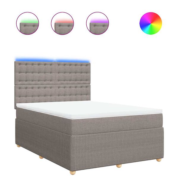 vidaXL Boxspringbett mit Matratze Taupe 160x200 cm Stoff