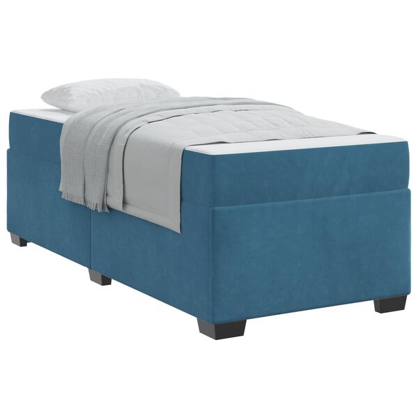vidaXL Bettrahmen mit Matratze Dunkelblau 100 x 200 cm Stoff