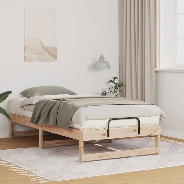 vidaXL Bettrahmen Braun 75 x 190 cm Massives Kiefernholz