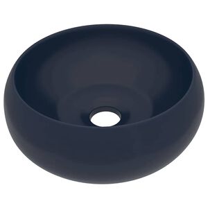 vidaXL Luxuri&ouml;ses Waschbecken Rund Matt Dunkelblau 40x15 cm Keramik