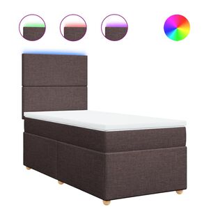 vidaXL Boxspringbett mit Matratze Dunkelbraun 90x200 cm Stoff
