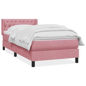 vidaXL Boxspringbett mit Matratze Rosa 90x210 cm Samt