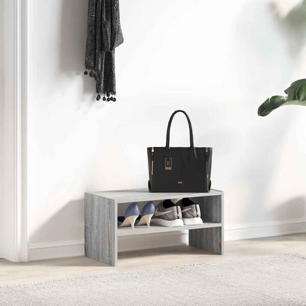 vidaXL Schuhregal Stapelbar Grau Sonoma 60x30x30,5 cm