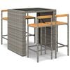 vidaXL 5-tlg. Gartenbar-Set Grau Poly Rattan & Massivholz Akazie