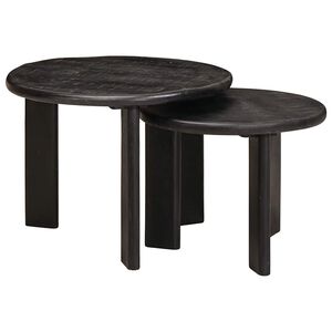 vidaXL Nesting-Couchtische 2 pcs Wei&szlig; Massivholz Mango