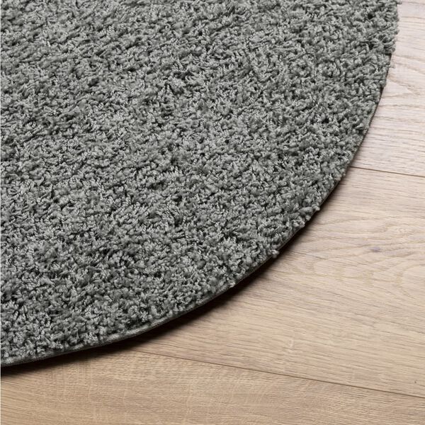 vidaXL Teppich Shaggy Hochflor Modern Gr&uuml;n &Oslash; 80 cm