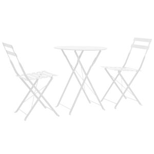 vidaXL 3-tlg. Bistro-Set Stahl Wei&szlig;